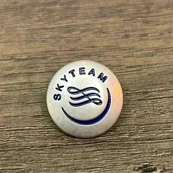 Vintage Delta Airlines Sky Team Alliance Silver Tone Blue Pin - Picture 1 of 3